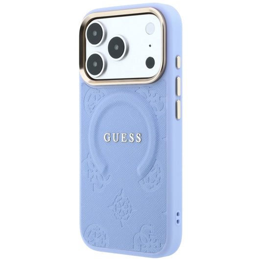 MagSafe-etui til Apple iPhone 18 Pro / 17 Pro, Guess, Saffiano Peony Ring, Blå
