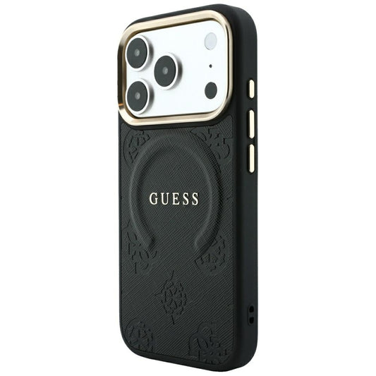 MagSafe-etui til Apple iPhone 18 Pro / 17 Pro, Guess, Saffiano Peony Ring, Sort