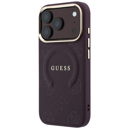 MagSafe-etui til Apple iPhone 18 Pro / 17 Pro, Guess, Saffiano Peony Ring, Vinrød