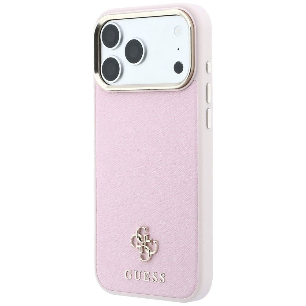 MagSafe-cover til Apple iPhone 18 Pro / 17 Pro, Guess, Saffiano Small 4G Classic, Pink