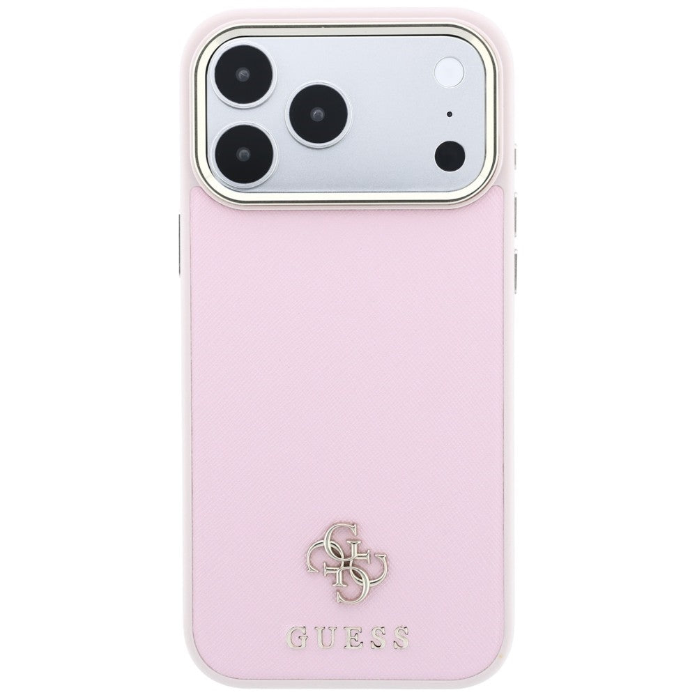 MagSafe-cover til Apple iPhone 18 Pro / 17 Pro, Guess, Saffiano Small 4G Classic, Pink