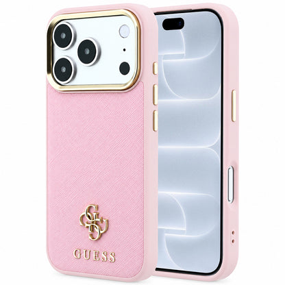 MagSafe-cover til Apple iPhone 18 Pro / 17 Pro, Guess, Saffiano Small 4G Classic, Pink