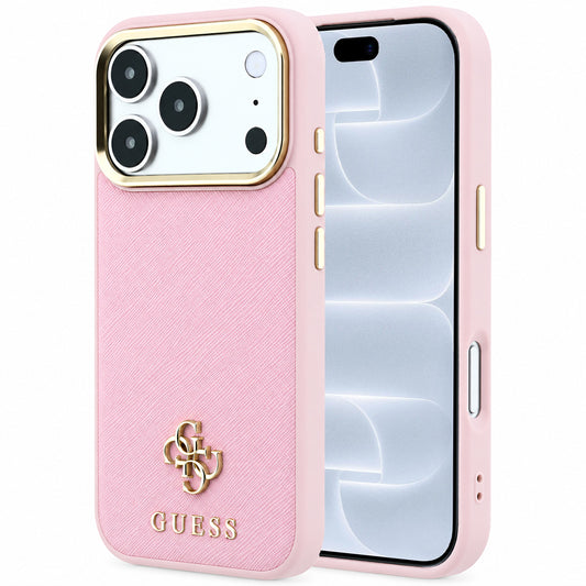 MagSafe-cover til Apple iPhone 18 Pro / 17 Pro, Guess, Saffiano Small 4G Classic, Pink