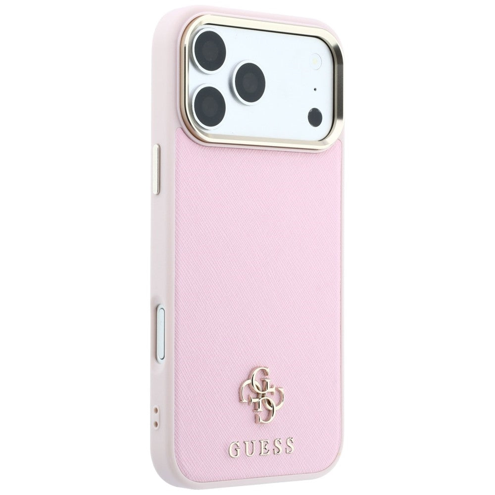 MagSafe-cover til Apple iPhone 18 Pro / 17 Pro, Guess, Saffiano Small 4G Classic, Pink