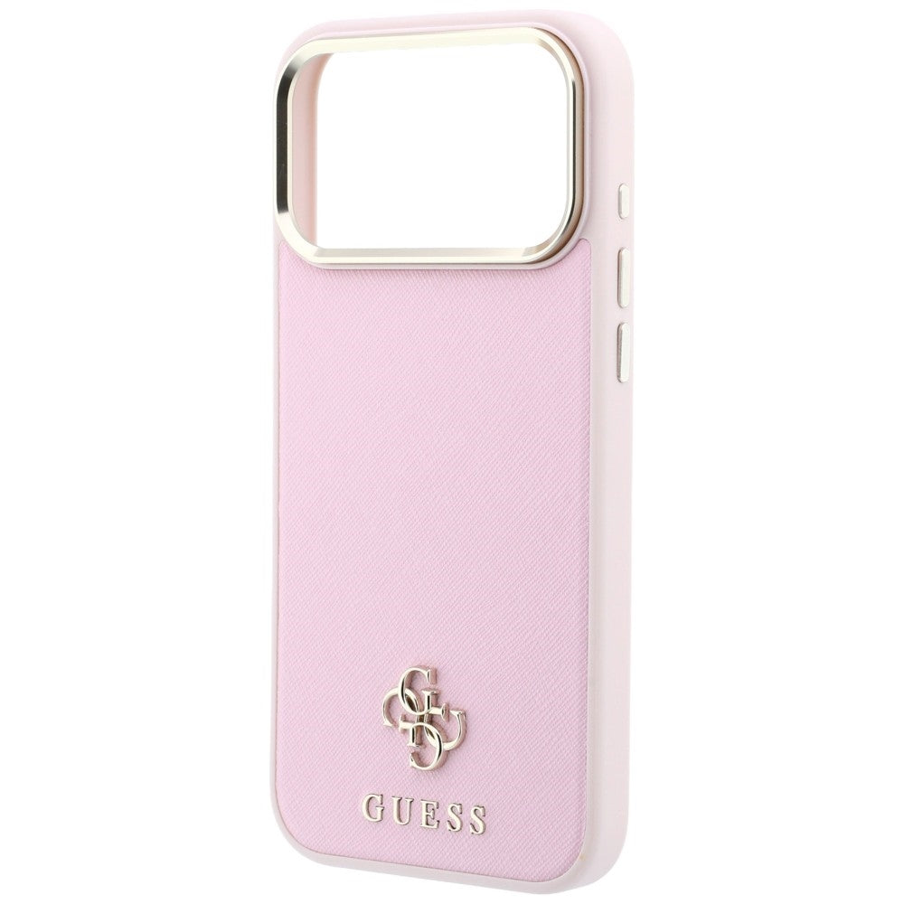 MagSafe-cover til Apple iPhone 18 Pro / 17 Pro, Guess, Saffiano Small 4G Classic, Pink