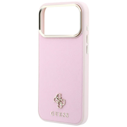 MagSafe-cover til Apple iPhone 18 Pro / 17 Pro, Guess, Saffiano Small 4G Classic, Pink