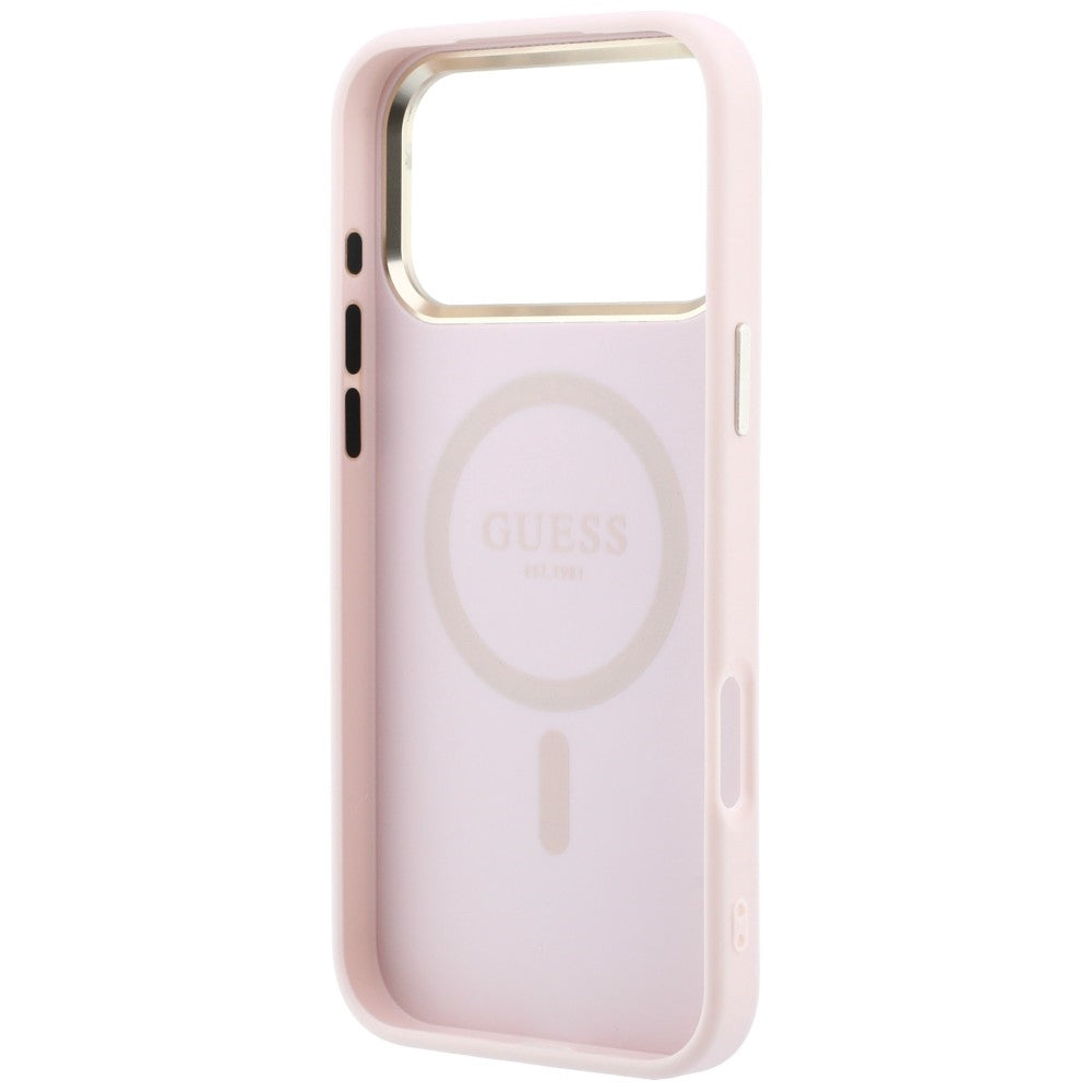 MagSafe-cover til Apple iPhone 18 Pro / 17 Pro, Guess, Saffiano Small 4G Classic, Pink