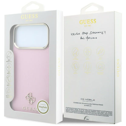 MagSafe-cover til Apple iPhone 18 Pro / 17 Pro, Guess, Saffiano Small 4G Classic, Pink