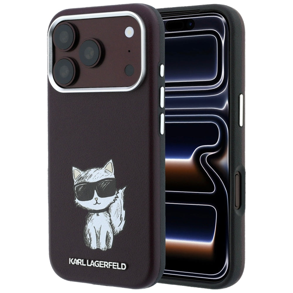 MagSafe-etui til Apple iPhone 18 Pro / 17 Pro, Karl Lagerfeld, Choupette Sketch, Vinrød