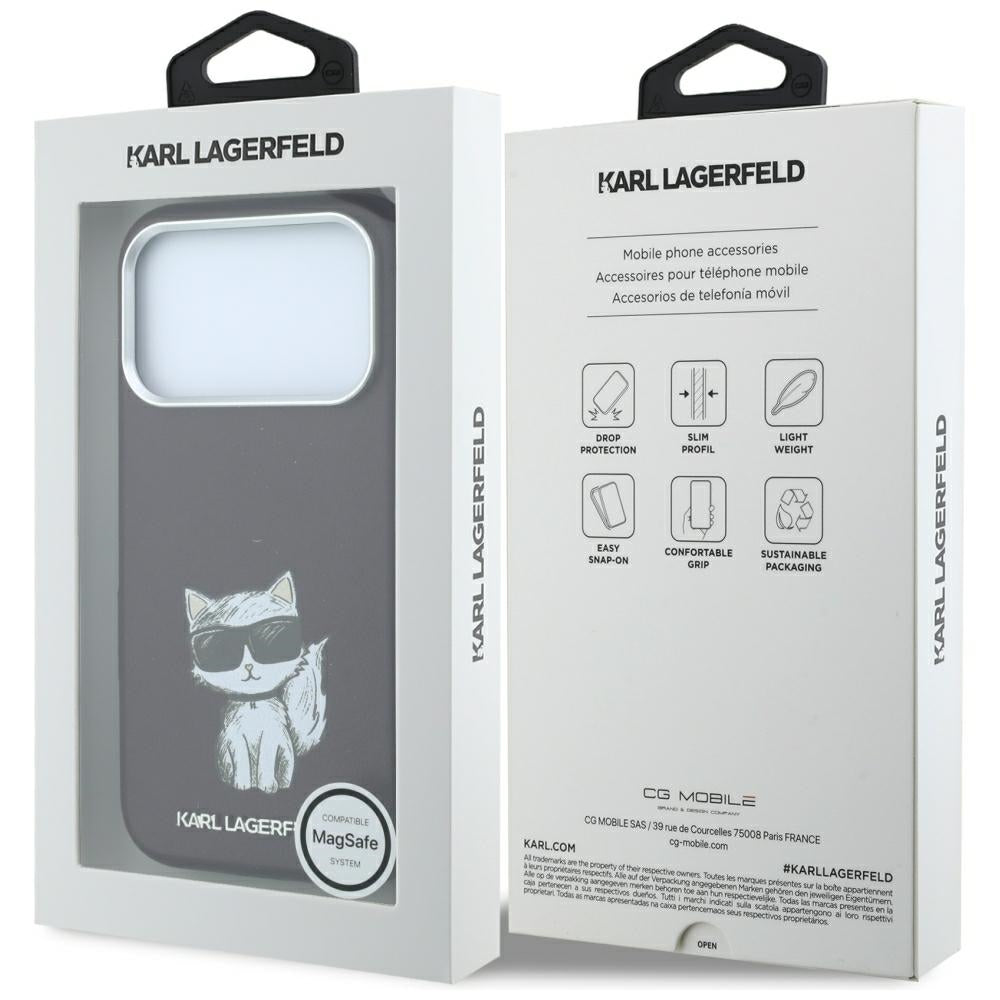 MagSafe-etui til Apple iPhone 18 Pro / 17 Pro, Karl Lagerfeld, Choupette Sketch, Vinrød