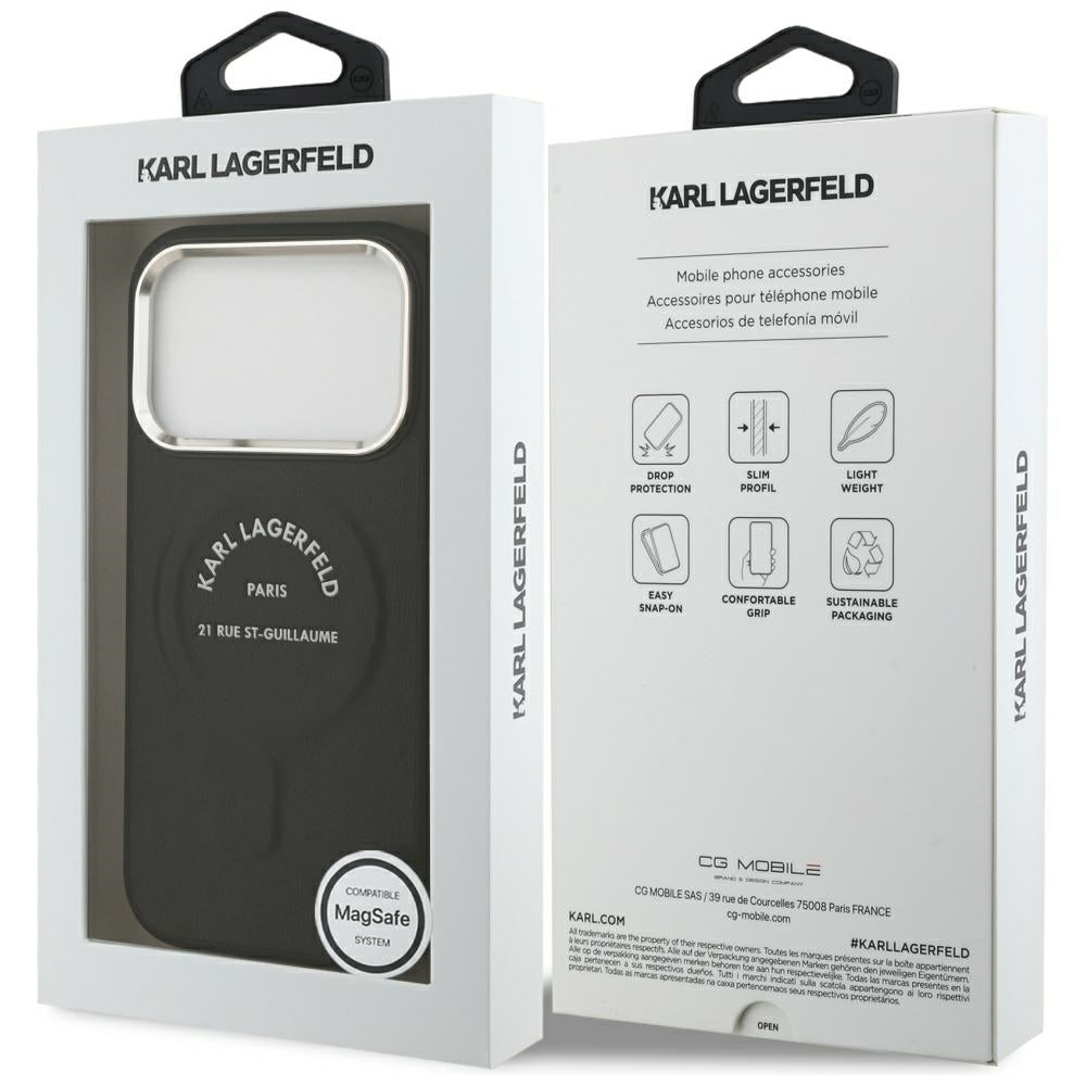 MagSafe-etui til Apple iPhone 18 Pro / 17 Pro, Karl Lagerfeld, EMB. Ring med Karl RSG-logo, Sort