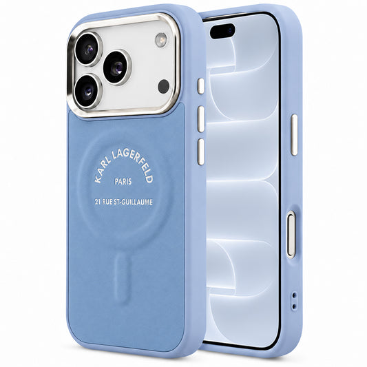 MagSafe-cover til Apple iPhone 18 Pro / 17 Pro, Karl Lagerfeld, Embossed Open Ring RSG Logo, blå