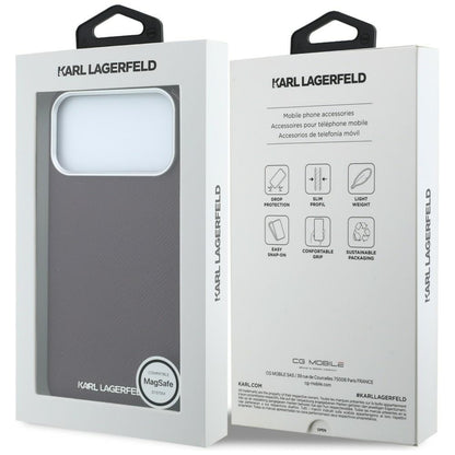 MagSafe Case for Apple iPhone 18 Pro / 17 Pro, Karl Lagerfeld, Grained Elongated Logo, Burgundy