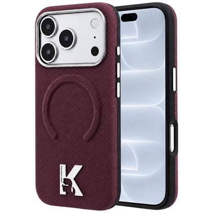 MagSafe-etui til Apple iPhone 18 Pro / 17 Pro, Karl Lagerfeld, Kornet Præget Ring, Vinrød