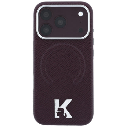 MagSafe-etui til Apple iPhone 18 Pro / 17 Pro, Karl Lagerfeld, Kornet Præget Ring, Vinrød