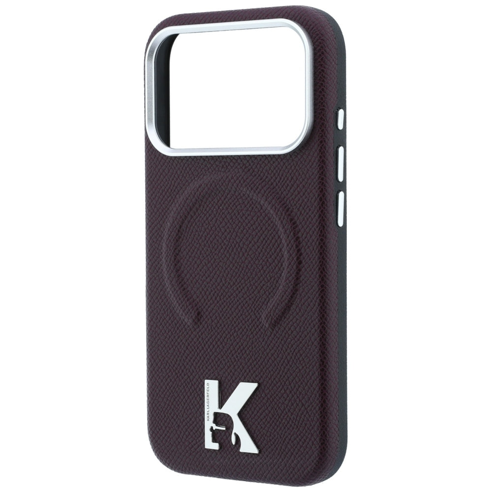 MagSafe-etui til Apple iPhone 18 Pro / 17 Pro, Karl Lagerfeld, Kornet Præget Ring, Vinrød