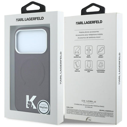 MagSafe-etui til Apple iPhone 18 Pro / 17 Pro, Karl Lagerfeld, Kornet Præget Ring, Vinrød