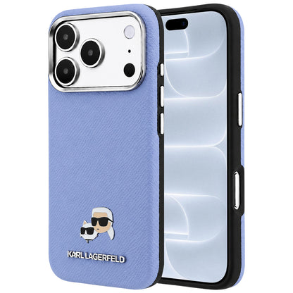 MagSafe Case for Apple iPhone 18 Pro / 17 Pro, Karl Lagerfeld, Grained Karl & Choupette Head's Metal, Blue