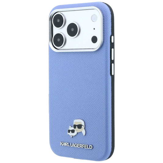 MagSafe-etui til Apple iPhone 18 Pro / 17 Pro, Karl Lagerfeld, Grained Karl & Choupette Head's Metal, Bleu