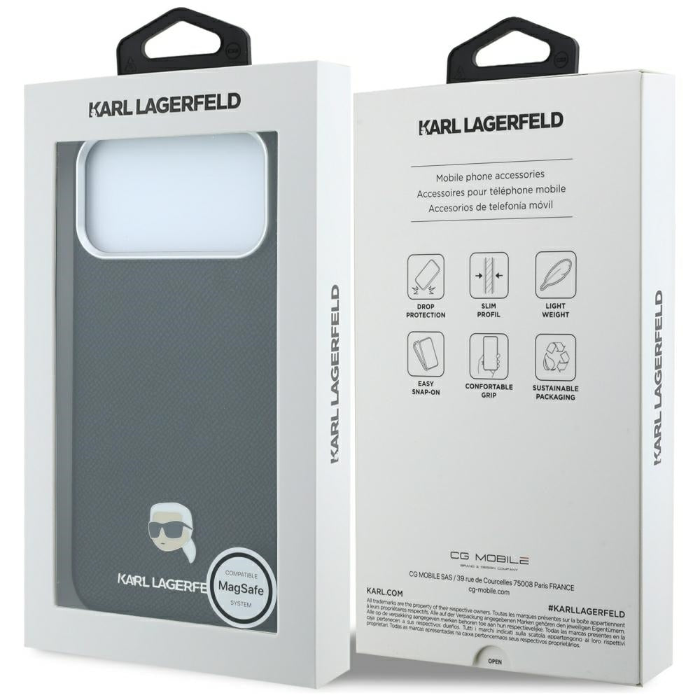 MagSafe-etui til Apple iPhone 18 Pro / 17 Pro, Karl Lagerfeld, Kornet Karl Head's Metal, Sort