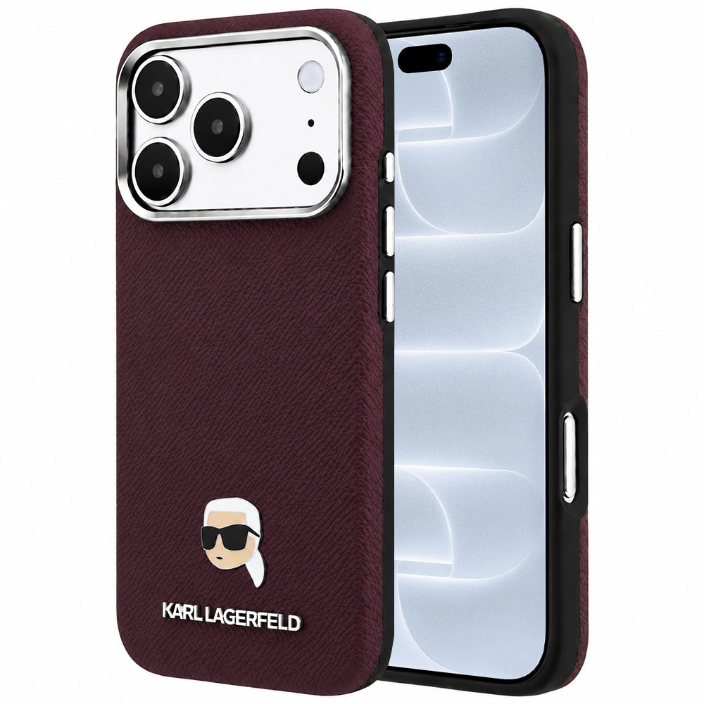 MagSafe-etui til Apple iPhone 18 Pro / 17 Pro, Karl Lagerfeld, Kornet Karl Head's Metal, Vinrød