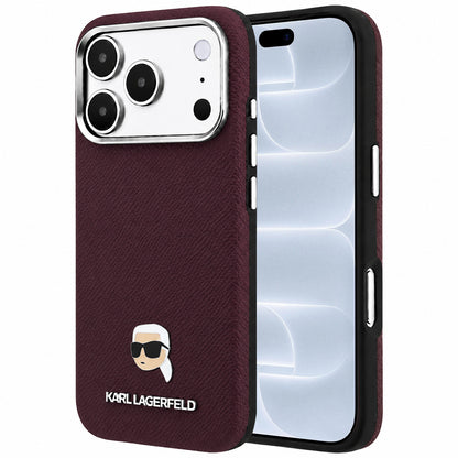 MagSafe-etui til Apple iPhone 18 Pro / 17 Pro, Karl Lagerfeld, Kornet Karl Head's Metal, Vinrød