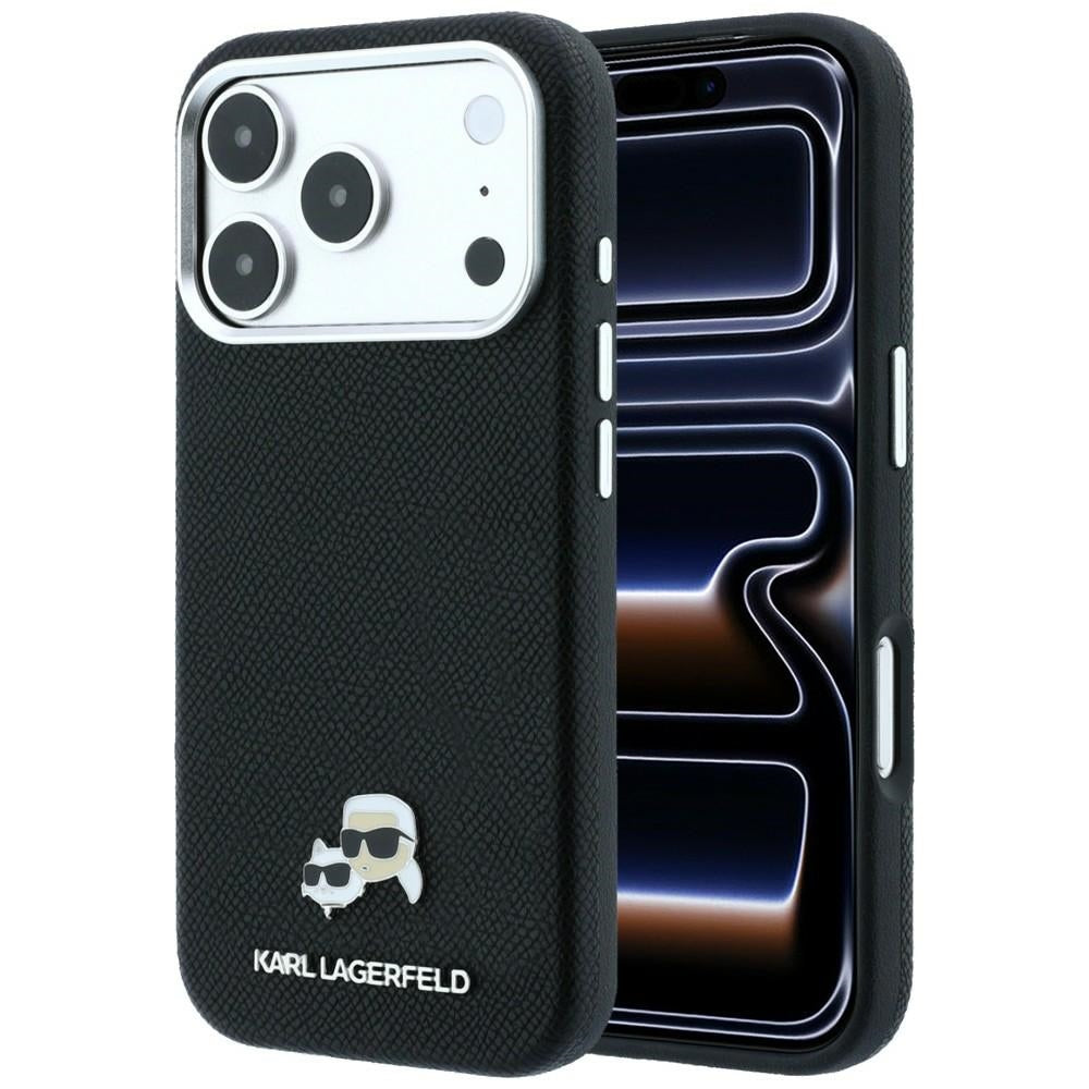 MagSafe-etui til Apple iPhone 18 Pro / 17 Pro, Karl Lagerfeld, Grained KC Heads, Sort