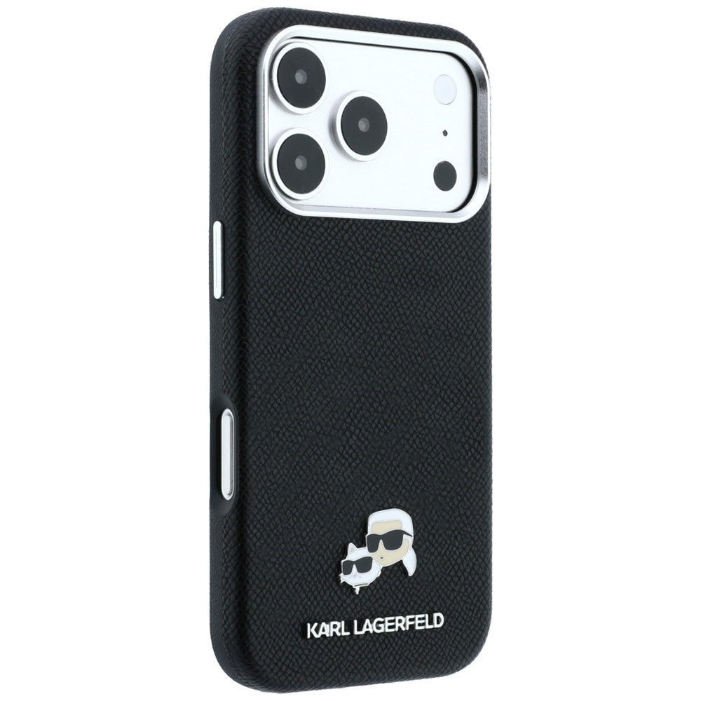 MagSafe-etui til Apple iPhone 18 Pro / 17 Pro, Karl Lagerfeld, Grained KC Heads, Sort