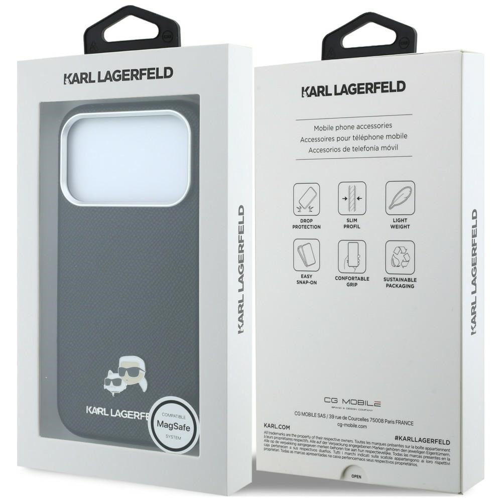 MagSafe-etui til Apple iPhone 18 Pro / 17 Pro, Karl Lagerfeld, Grained KC Heads, Sort
