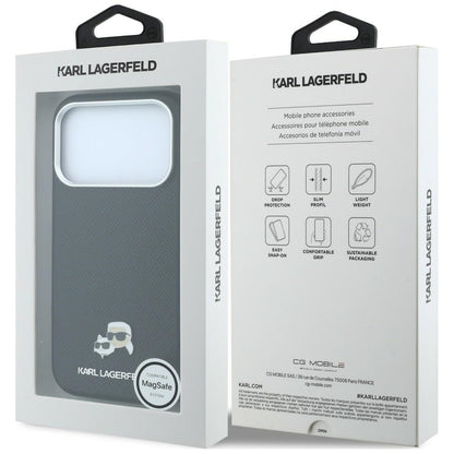 MagSafe-etui til Apple iPhone 18 Pro / 17 Pro, Karl Lagerfeld, Grained KC Heads, Sort