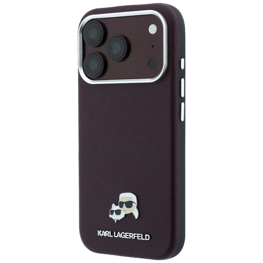 MagSafe-etui til Apple iPhone 18 Pro / 17 Pro, Karl Lagerfeld, Grained KC Heads, Vinrød