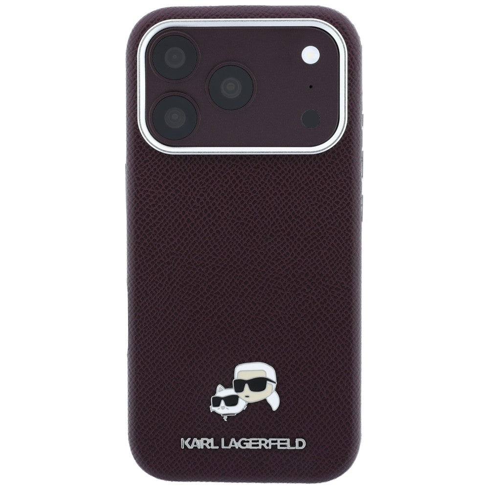 MagSafe-etui til Apple iPhone 18 Pro / 17 Pro, Karl Lagerfeld, Grained KC Heads, Vinrød