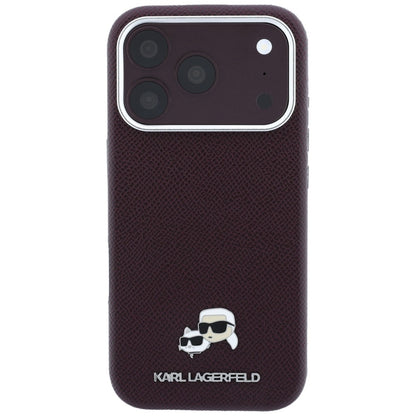 MagSafe-etui til Apple iPhone 18 Pro / 17 Pro, Karl Lagerfeld, Grained KC Heads, Vinrød