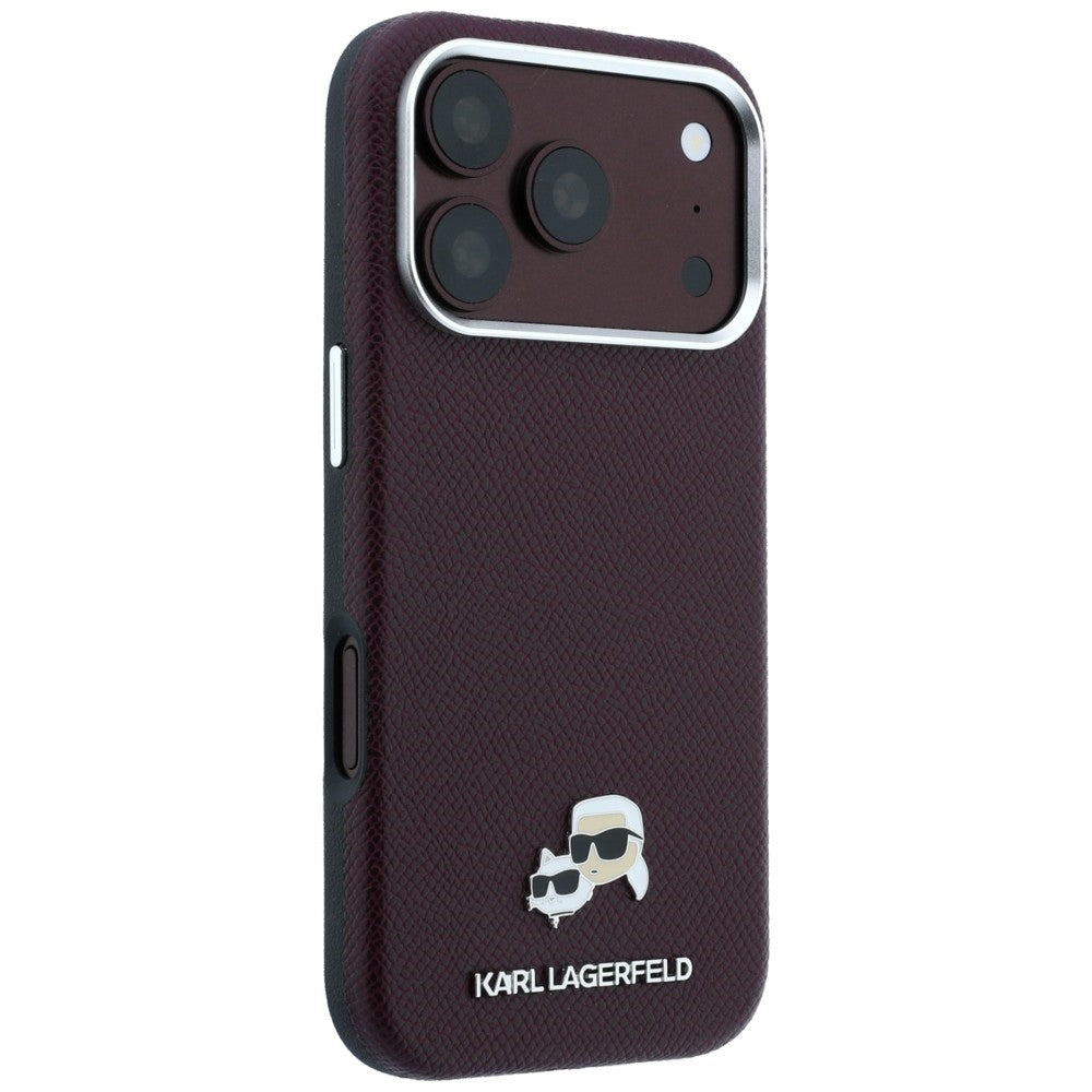MagSafe-etui til Apple iPhone 18 Pro / 17 Pro, Karl Lagerfeld, Grained KC Heads, Vinrød