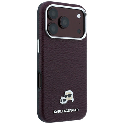 MagSafe-etui til Apple iPhone 18 Pro / 17 Pro, Karl Lagerfeld, Grained KC Heads, Vinrød