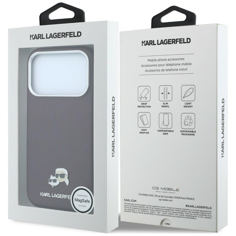 MagSafe-etui til Apple iPhone 18 Pro / 17 Pro, Karl Lagerfeld, Grained KC Heads, Vinrød