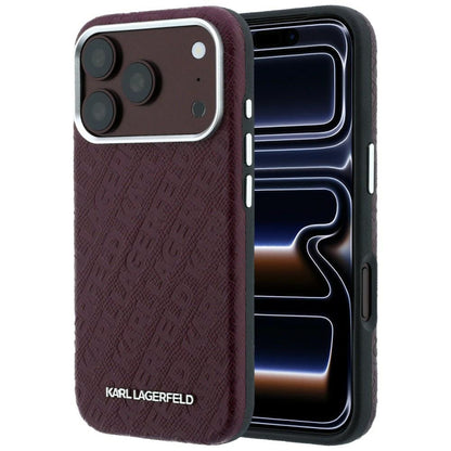 MagSafe-etui til Apple iPhone 18 Pro / 17 Pro, Karl Lagerfeld, Kornet Metal Logo, Vinrød