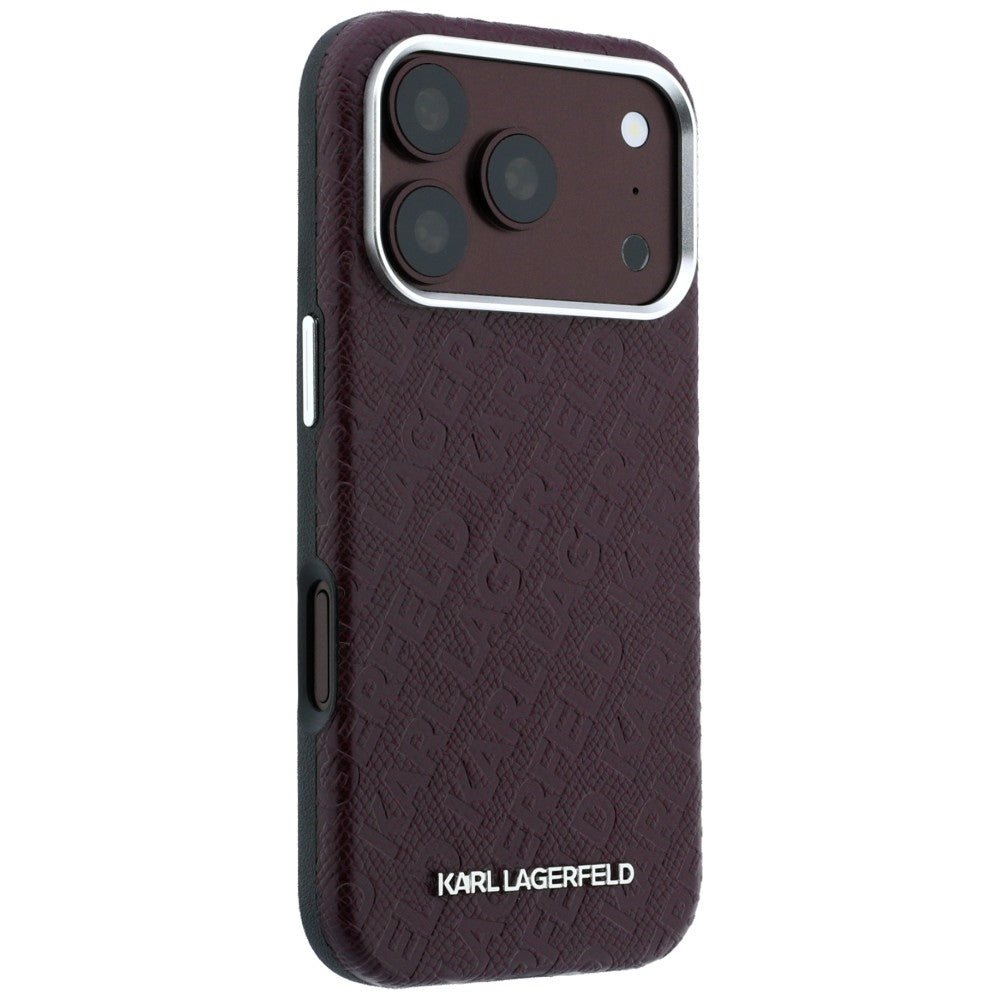 MagSafe-etui til Apple iPhone 18 Pro / 17 Pro, Karl Lagerfeld, Kornet Metal Logo, Vinrød