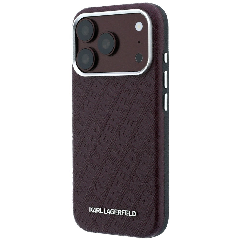 MagSafe-etui til Apple iPhone 18 Pro / 17 Pro, Karl Lagerfeld, Kornet Metal Logo, Vinrød