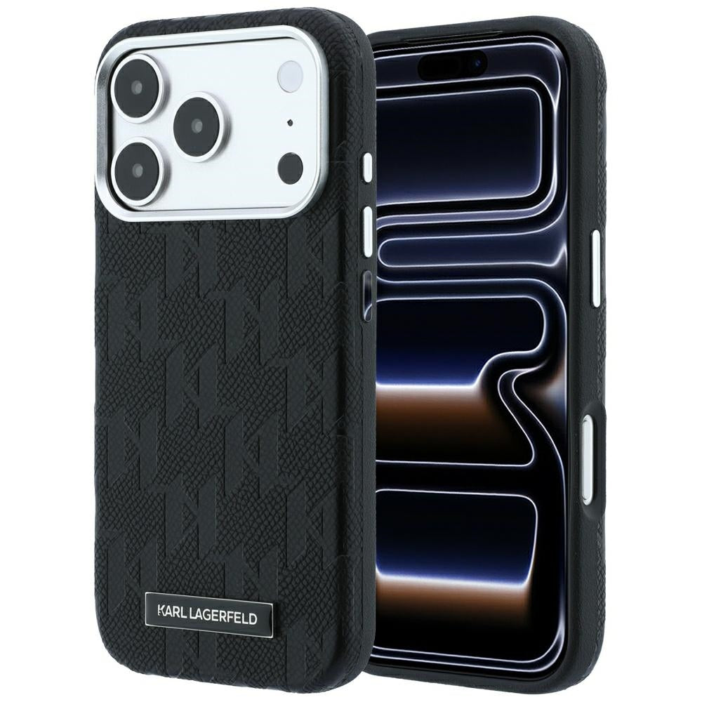 MagSafe-etui til Apple iPhone 18 Pro / 17 Pro, Karl Lagerfeld, Kornet Mono Harpiks Logo, Sort