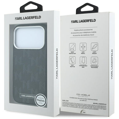 MagSafe-etui til Apple iPhone 18 Pro / 17 Pro, Karl Lagerfeld, Kornet Mono Harpiks Logo, Sort