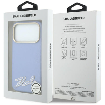 MagSafe-etui til Apple iPhone 18 Pro / 17 Pro, Karl Lagerfeld, Kornet Harpiks Signaturlogo, Blå