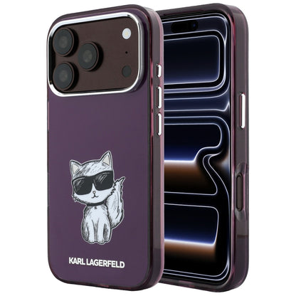 MagSafe-etui til Apple iPhone 18 Pro / 17 Pro, Karl Lagerfeld, HC IML Choupette Body Sketch Print, Vinrød