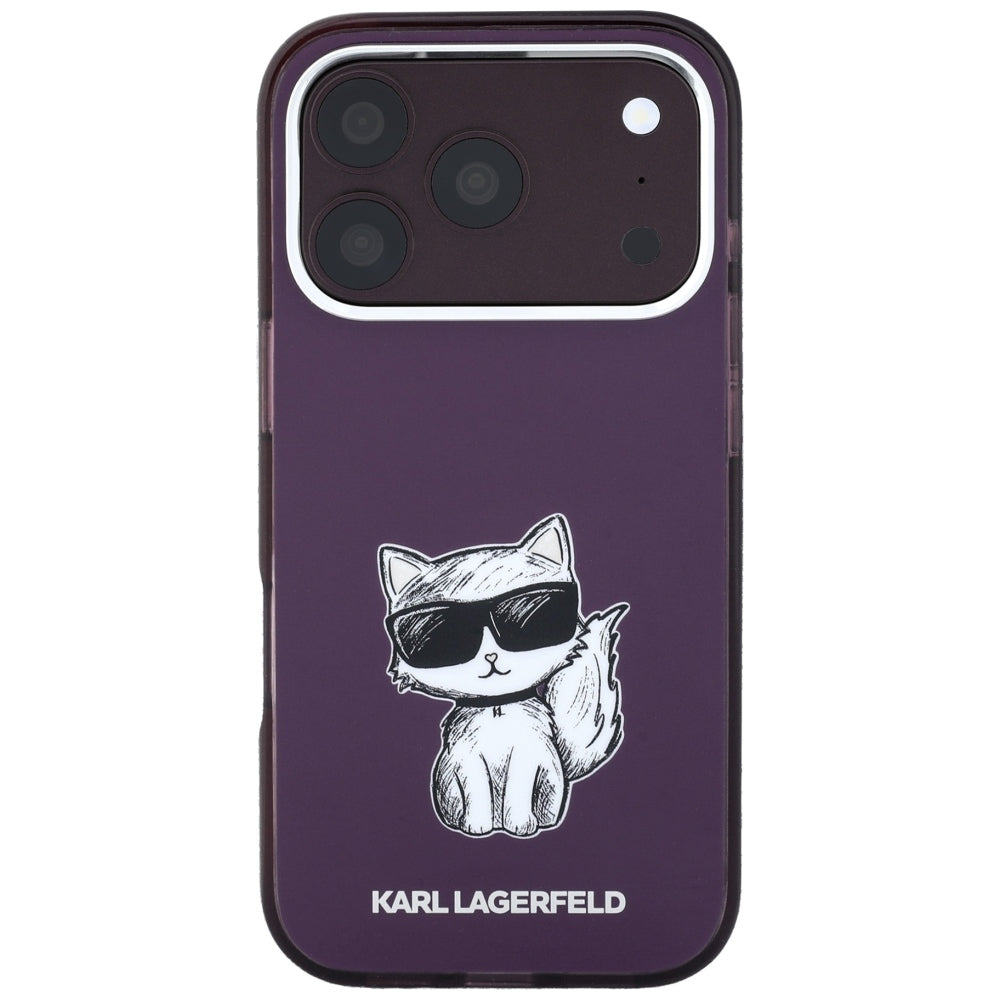 MagSafe-etui til Apple iPhone 18 Pro / 17 Pro, Karl Lagerfeld, HC IML Choupette Body Sketch Print, Vinrød