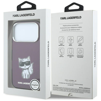 MagSafe-etui til Apple iPhone 18 Pro / 17 Pro, Karl Lagerfeld, HC IML Choupette Body Sketch Print, Vinrød