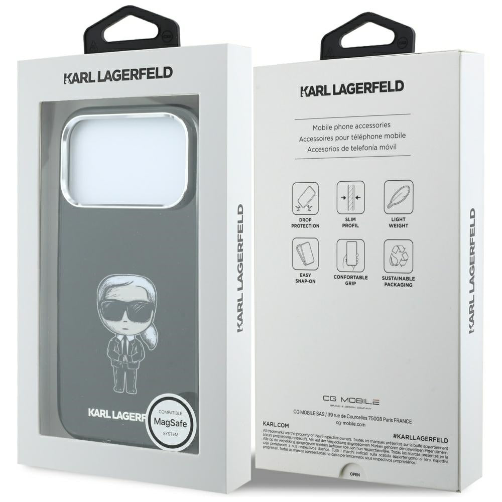 MagSafe-etui til Apple iPhone 18 Pro / 17 Pro, Karl Lagerfeld, HC IML Ikonik Sketch Print, Sort