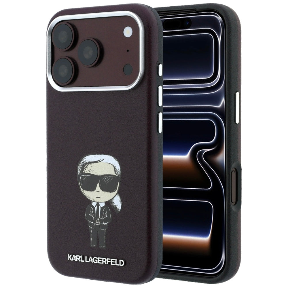 MagSafe-etui til Apple iPhone 18 Pro / 17 Pro, Karl Lagerfeld, Ikonik Sketch, Vinrød
