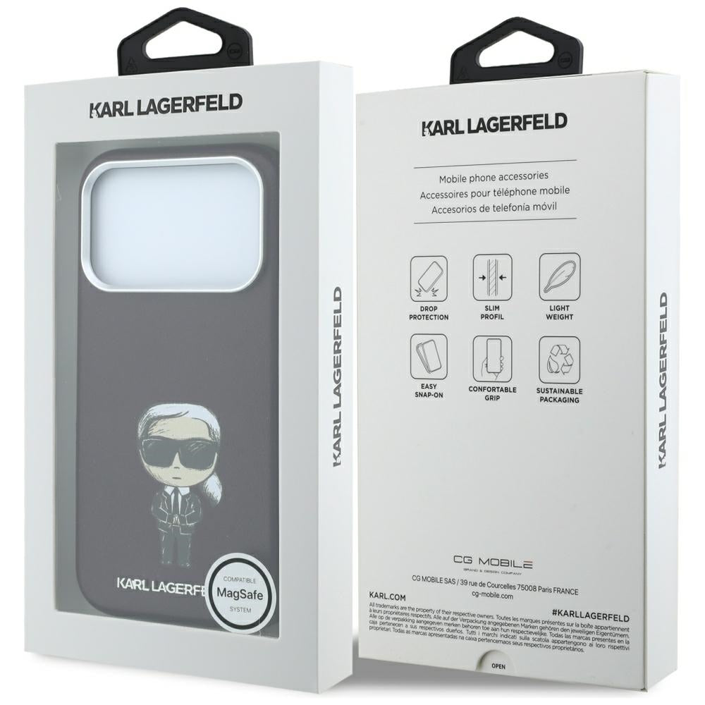 MagSafe-etui til Apple iPhone 18 Pro / 17 Pro, Karl Lagerfeld, Ikonik Sketch, Vinrød