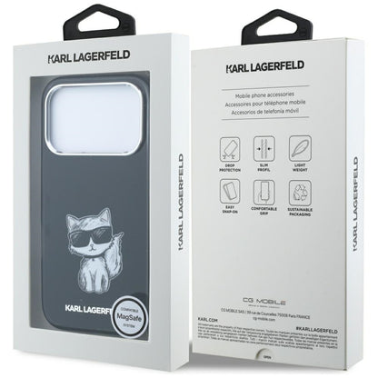 MagSafe-etui til Apple iPhone 18 Pro / 17 Pro, Karl Lagerfeld, IML Choupette Body Sketch Print, Sort