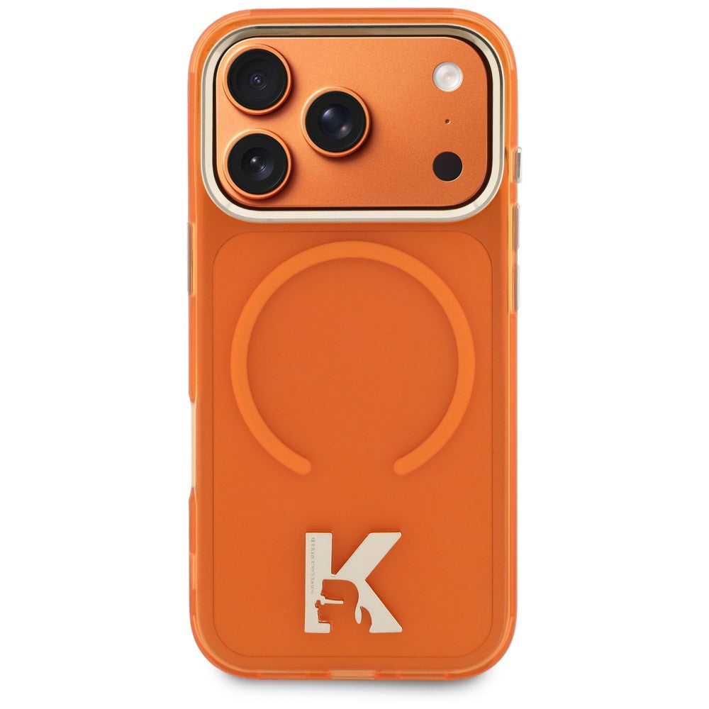 MagSafe Case for Apple iPhone 18 Pro / 17 Pro, Karl Lagerfeld, IML Karl Head Logo, Orange